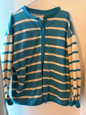Free People Striped Button Cardigan (Size M)